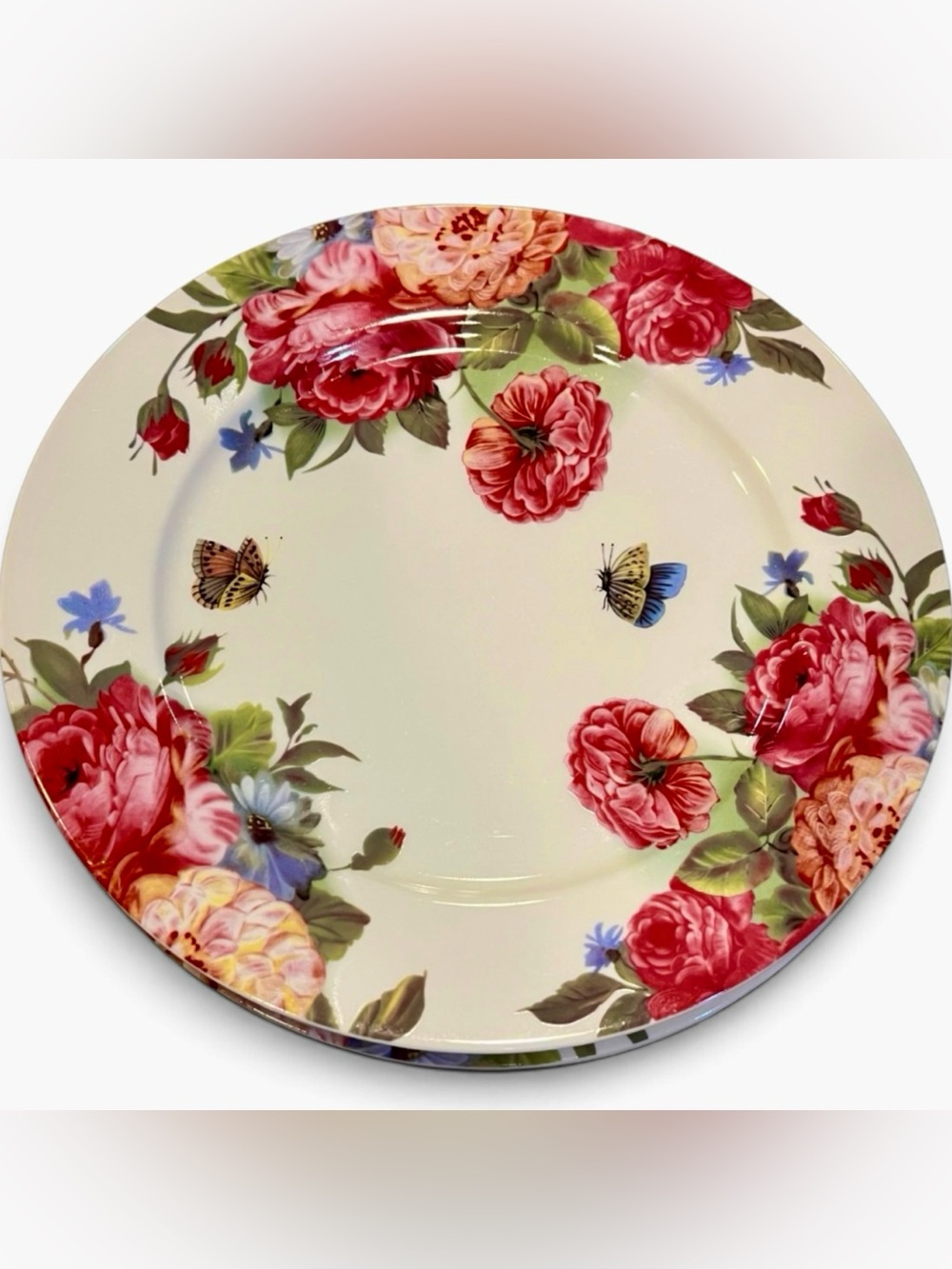 Gracie China Sandra’s Rose Floral Butterfly Dinner Plates Cottage Romantic Set 4